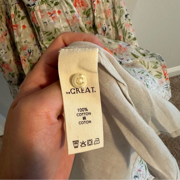 NWT THE GREAT. Gray Cotton Floral Maxi Dress 0 Small - Picture 10 of 15